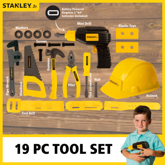 Stanley Jr. - Mini Trucks, 4 PC SET with Electric Drill