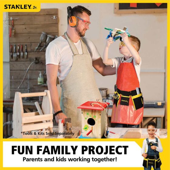 Stanley Jr. 10-Piece Kids Tool Set with Tool Belt Pouch and Real  Construction Tools for